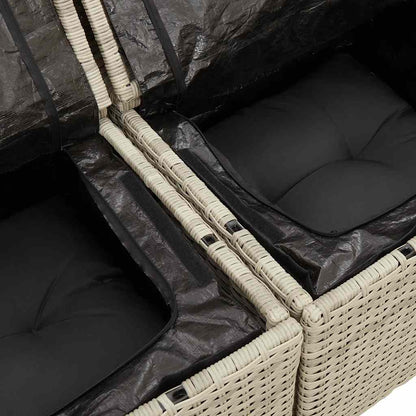 Divano da Giardino con Cuscini 3 Posti Grigio Chiaro Polyrattan | homemem39