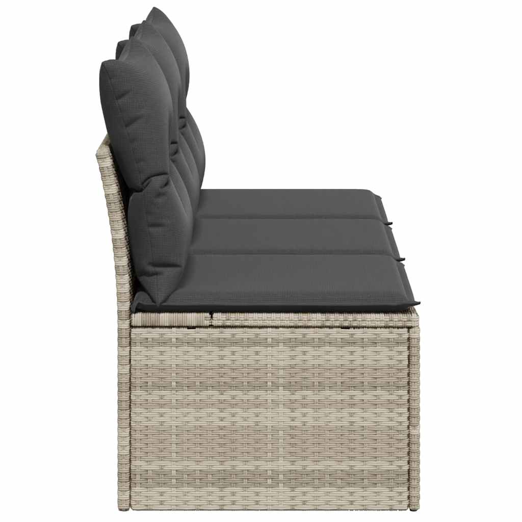 Divano da Giardino con Cuscini 3 Posti Grigio Chiaro Polyrattan | homemem39