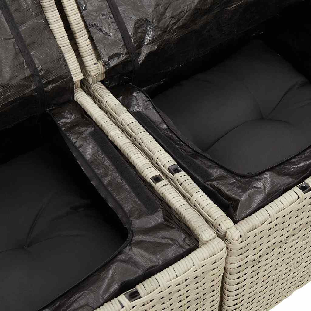 Divano da Giardino con Cuscini 3 Posti Grigio Chiaro Polyrattan | homemem39