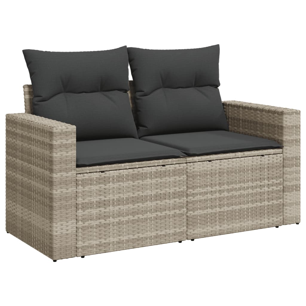 Divano da Giardino con Cuscini 2 Posti Grigio Chiaro Polyrattan | homemem39