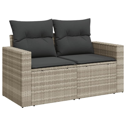 Divano da Giardino con Cuscini 2 Posti Grigio Chiaro Polyrattan | homemem39