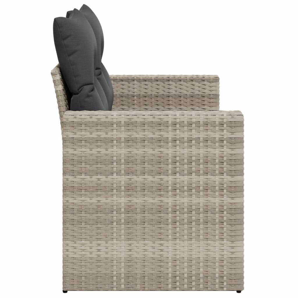 Divano da Giardino con Cuscini 2 Posti Grigio Chiaro Polyrattan | homemem39