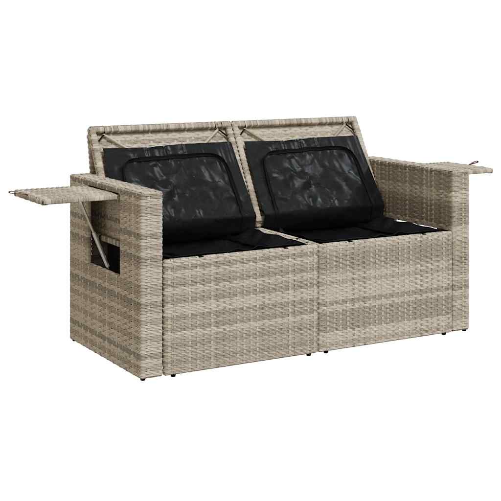 Divano da Giardino con Cuscini 2 Posti Grigio Chiaro Polyrattan | homemem39