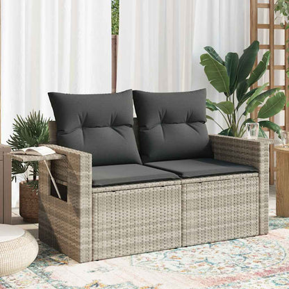 Divano da Giardino con Cuscini 2 Posti Grigio Chiaro Polyrattan | homemem39