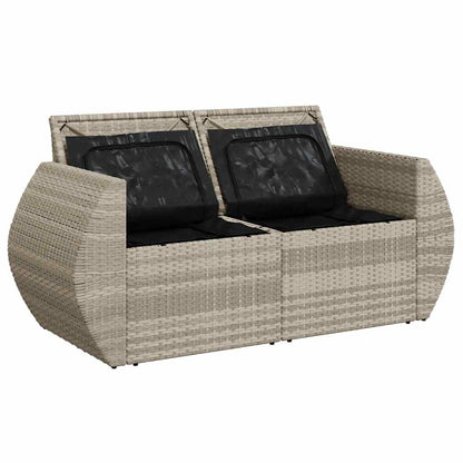 Divano da Giardino con Cuscini 2 Posti Grigio Chiaro Polyrattan | homemem39