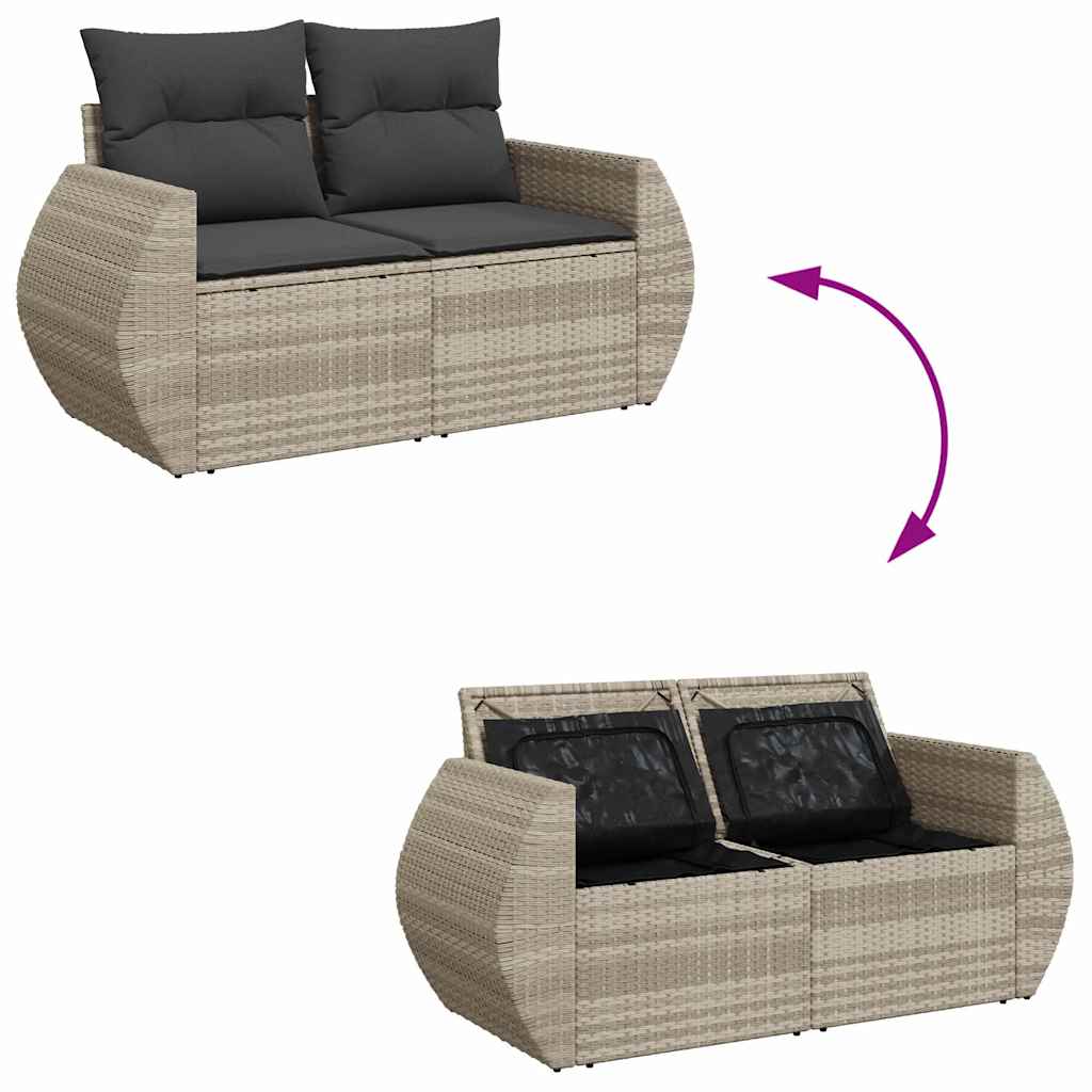 Divano da Giardino con Cuscini 2 Posti Grigio Chiaro Polyrattan | homemem39