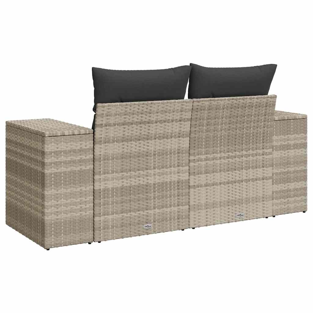 Divano da Giardino con Cuscini 2 Posti Grigio Chiaro Polyrattan | homemem39