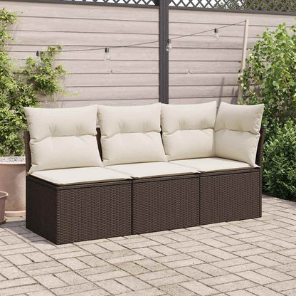 Divano Giardino Senza Braccioli con Cuscini Polyrattan Marrone | homemem39