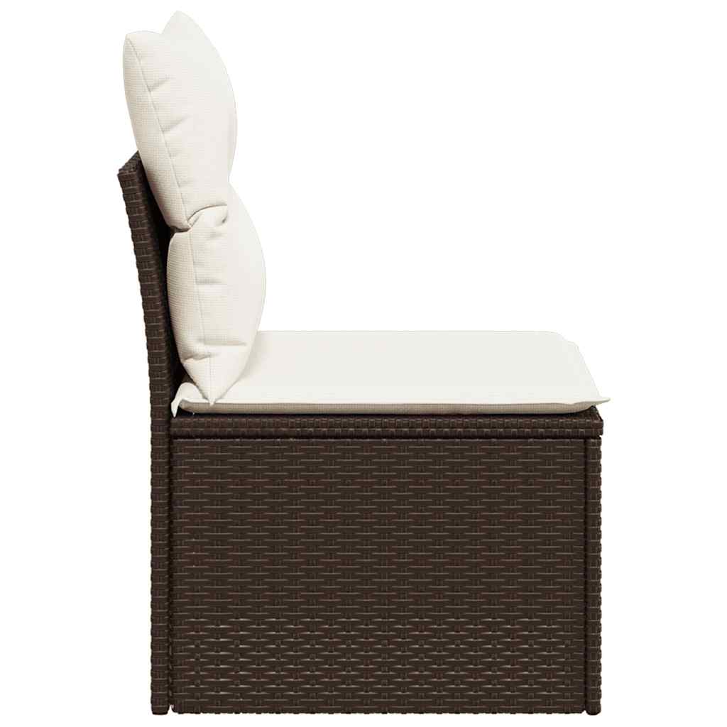 Divano Giardino Senza Braccioli con Cuscini Polyrattan Marrone | homemem39