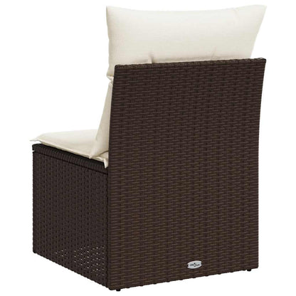 Divano Giardino Senza Braccioli con Cuscini Polyrattan Marrone | homemem39