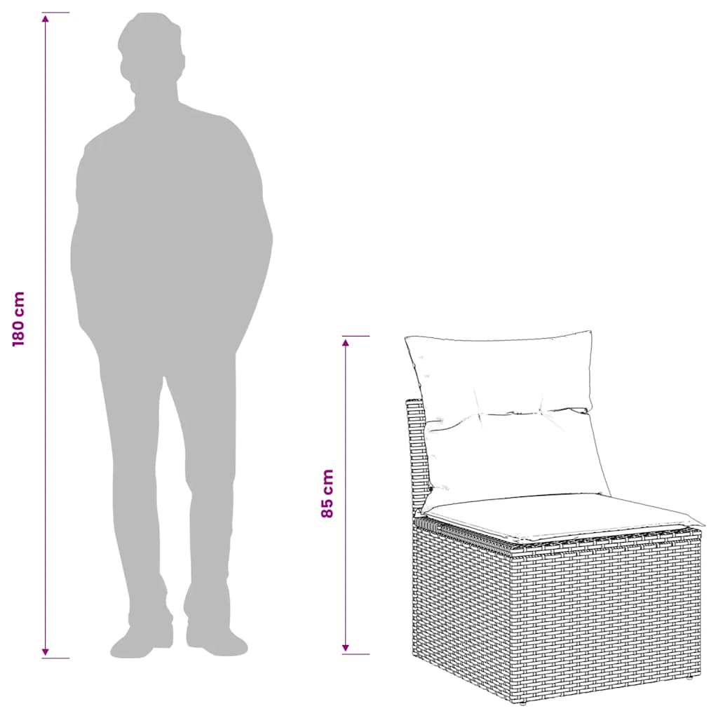 Divano Giardino Senza Braccioli con Cuscini Polyrattan Marrone | homemem39