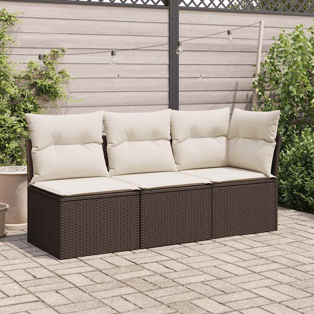 Divano Angolare da Giardino con Cuscini in Polyrattan Marrone | homemem39