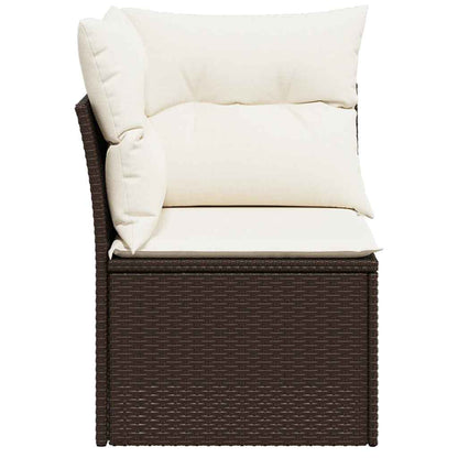 Divano Angolare da Giardino con Cuscini in Polyrattan Marrone | homemem39