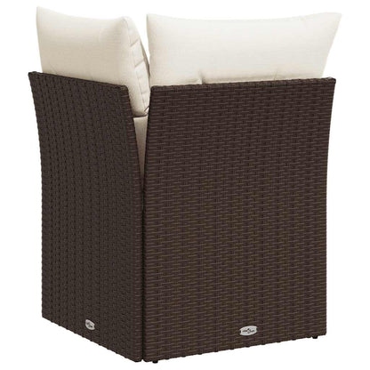 Divano Angolare da Giardino con Cuscini in Polyrattan Marrone | homemem39