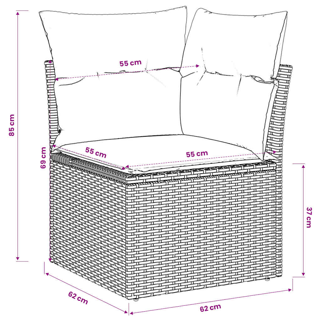 Divano Angolare da Giardino con Cuscini in Polyrattan Marrone | homemem39