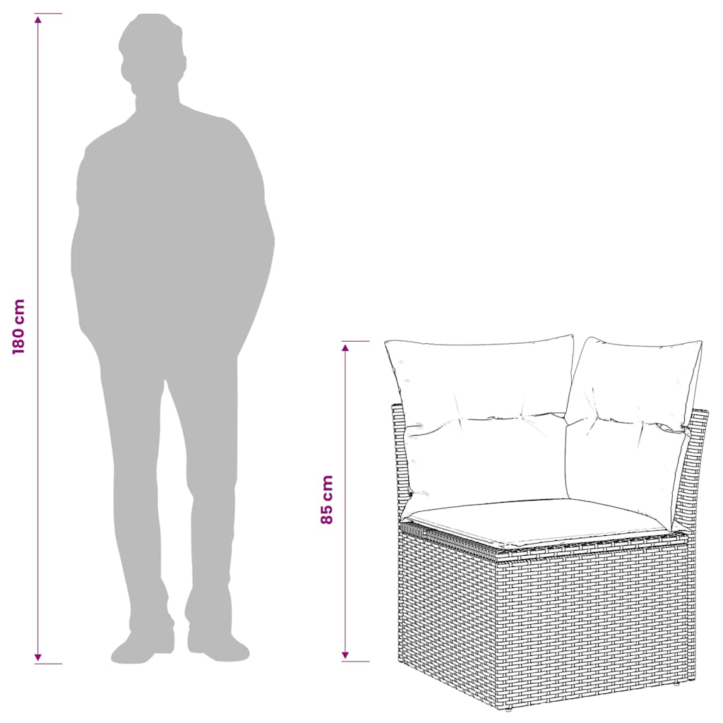 Divano Angolare da Giardino con Cuscini in Polyrattan Marrone | homemem39