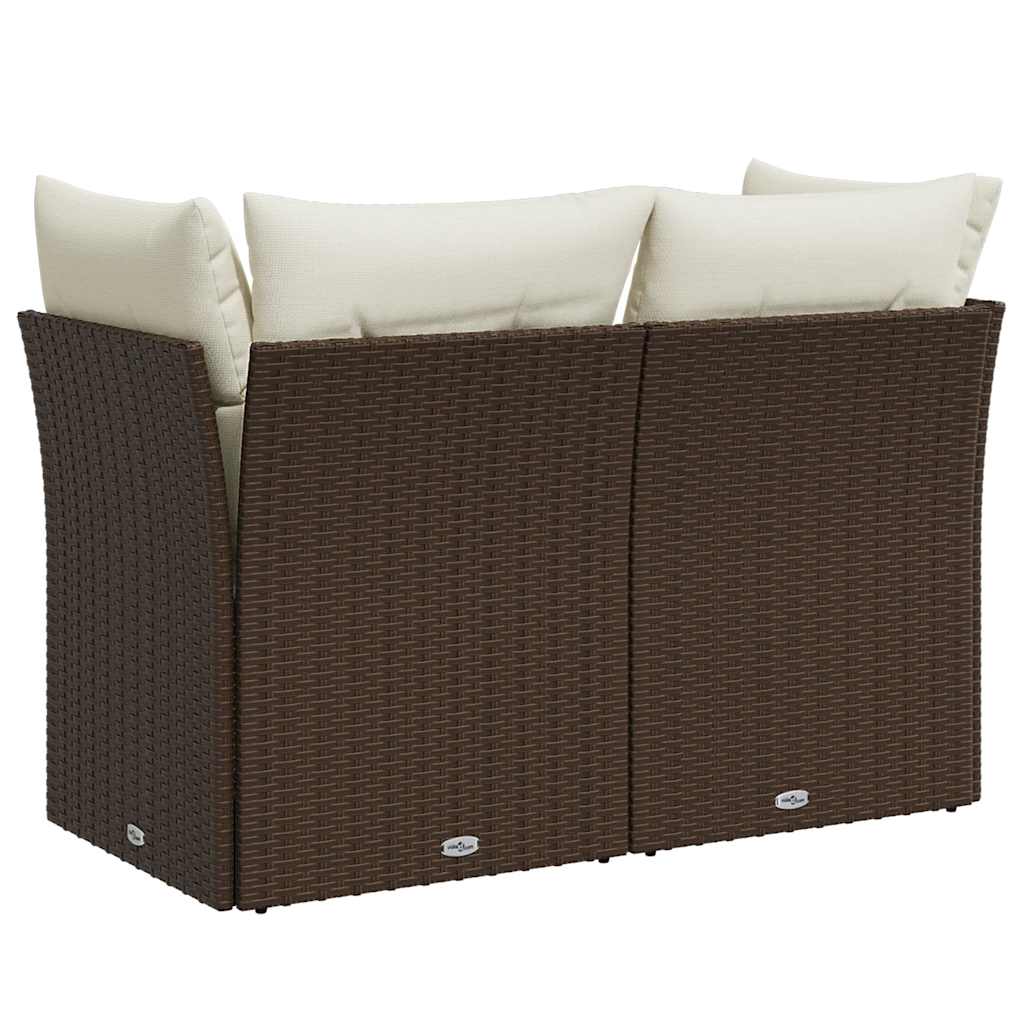 Divano da Giardino a 2 Posti con Cuscini in Polyrattan Marrone | homemem39