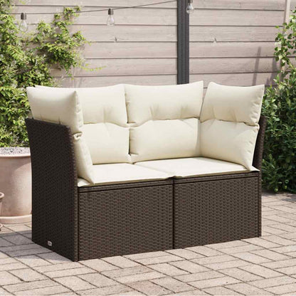 Divano da Giardino a 2 Posti con Cuscini in Polyrattan Marrone | homemem39