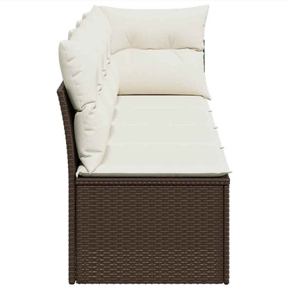 Divano da Giardino a 4 Posti con Cuscini in Polyrattan Marrone | homemem39