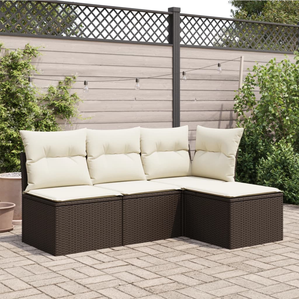 Sgabello Giardino con Cuscino Marrone 55x55x37 cm in Polyrattan | homemem39