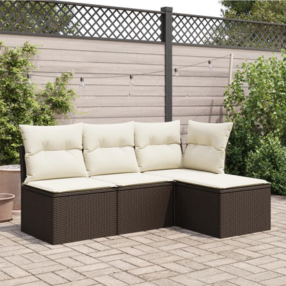 Sgabello Giardino con Cuscino Marrone 55x55x37 cm in Polyrattan | homemem39