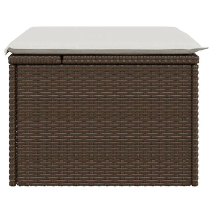 Sgabello Giardino con Cuscino Marrone 55x55x37 cm in Polyrattan | homemem39