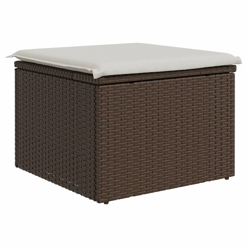 Sgabello Giardino con Cuscino Marrone 55x55x37 cm in Polyrattan | homemem39