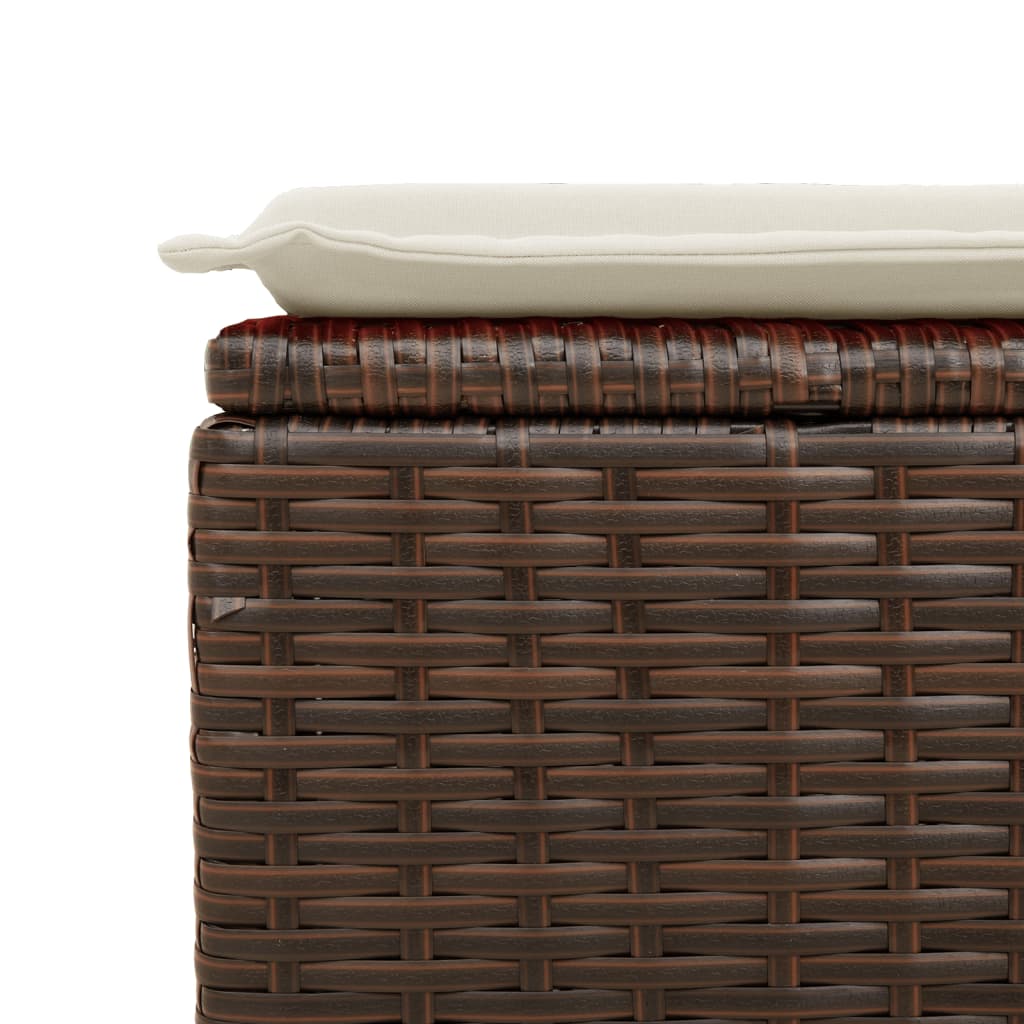 Sgabello Giardino con Cuscino Marrone 55x55x37 cm in Polyrattan | homemem39