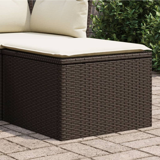 Sgabello Giardino con Cuscino Marrone 55x55x37 cm in Polyrattan - homemem39