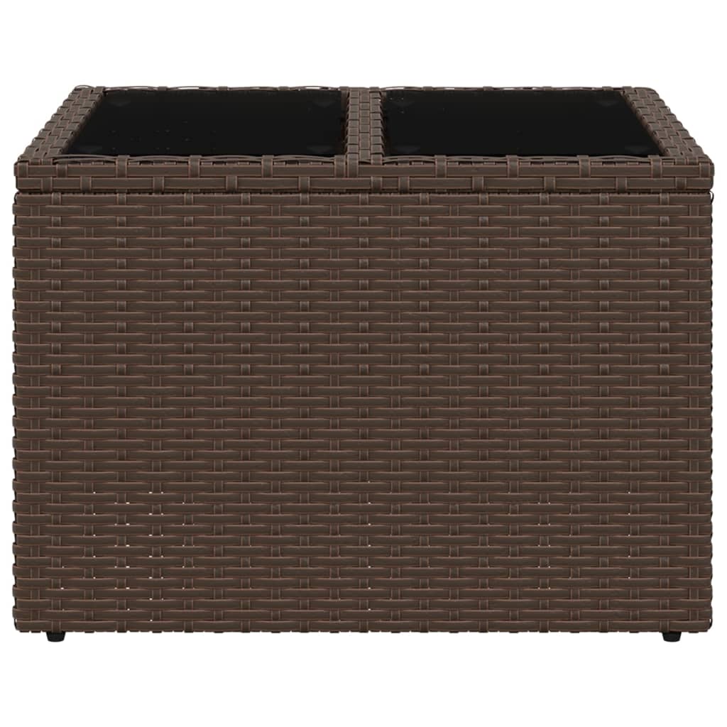 Tavolo da Giardino Piano Vetro Marrone 55x55x37 cm Polyrattan - homemem39