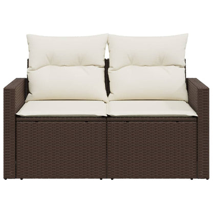 Divano da Giardino a 2 Posti con Cuscini in Polyrattan Marrone | homemem39
