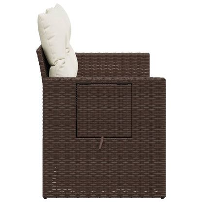 Divano da Giardino a 2 Posti con Cuscini in Polyrattan Marrone | homemem39