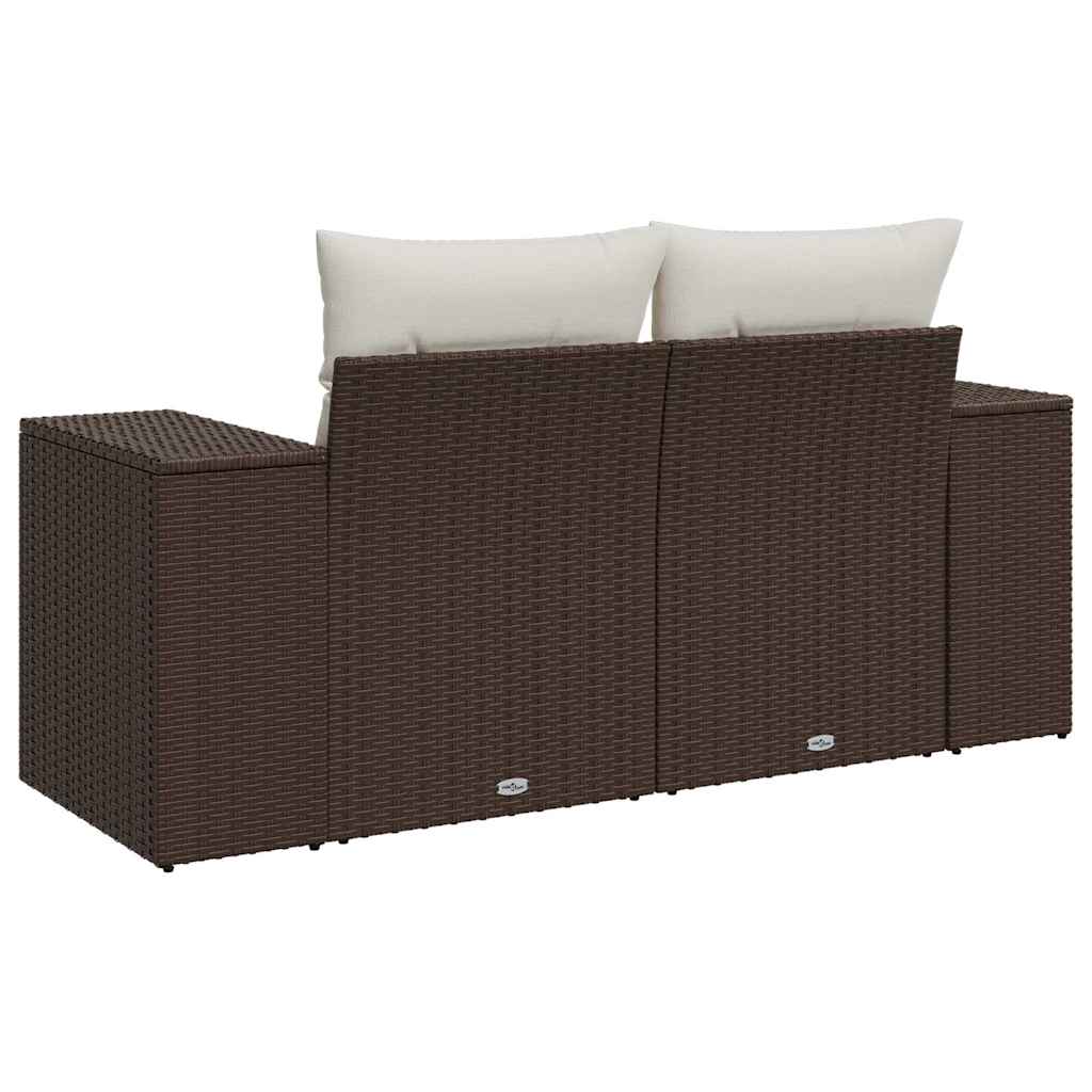 Divano da Giardino a 2 Posti con Cuscini in Polyrattan Marrone | homemem39
