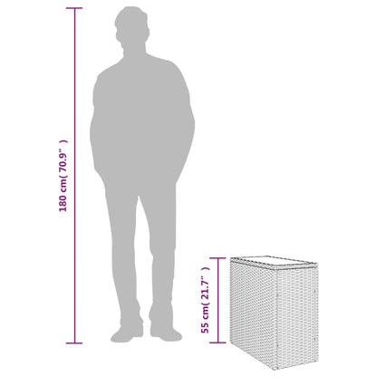 Tavolino Giardino Piano Vetro Marrone 58x27,5x55 cm Polyrattan - homemem39