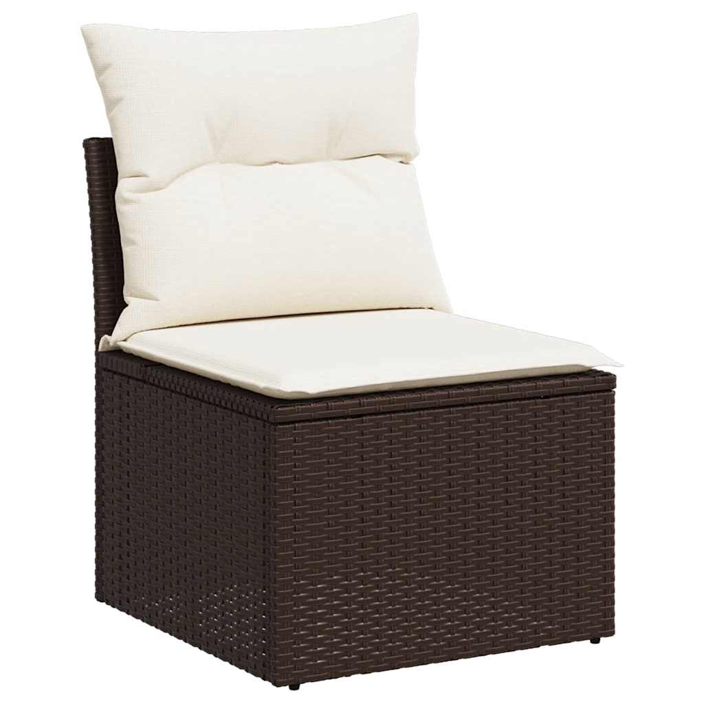 Sedia Giardino Senza Braccioli con Cuscini Polyrattan Marrone | homemem39
