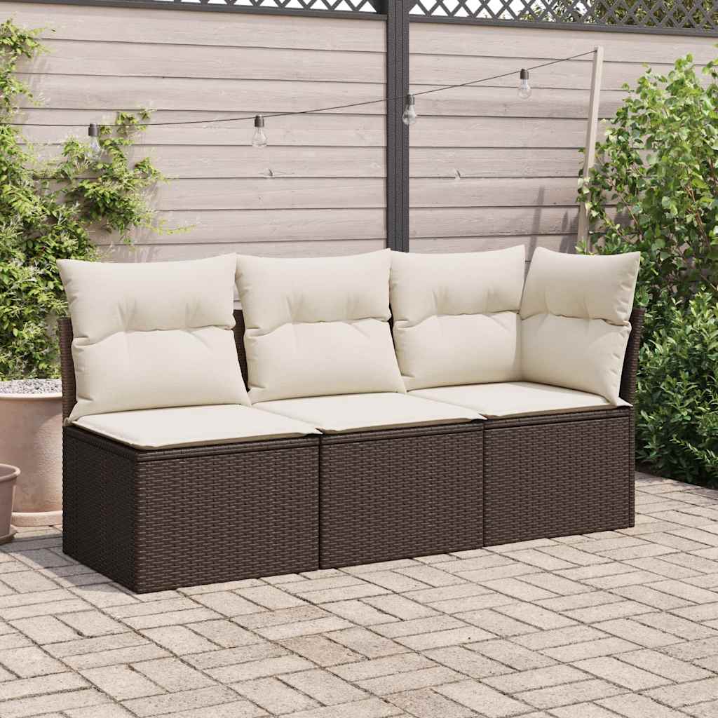 Sedia Giardino Senza Braccioli con Cuscini Polyrattan Marrone | homemem39