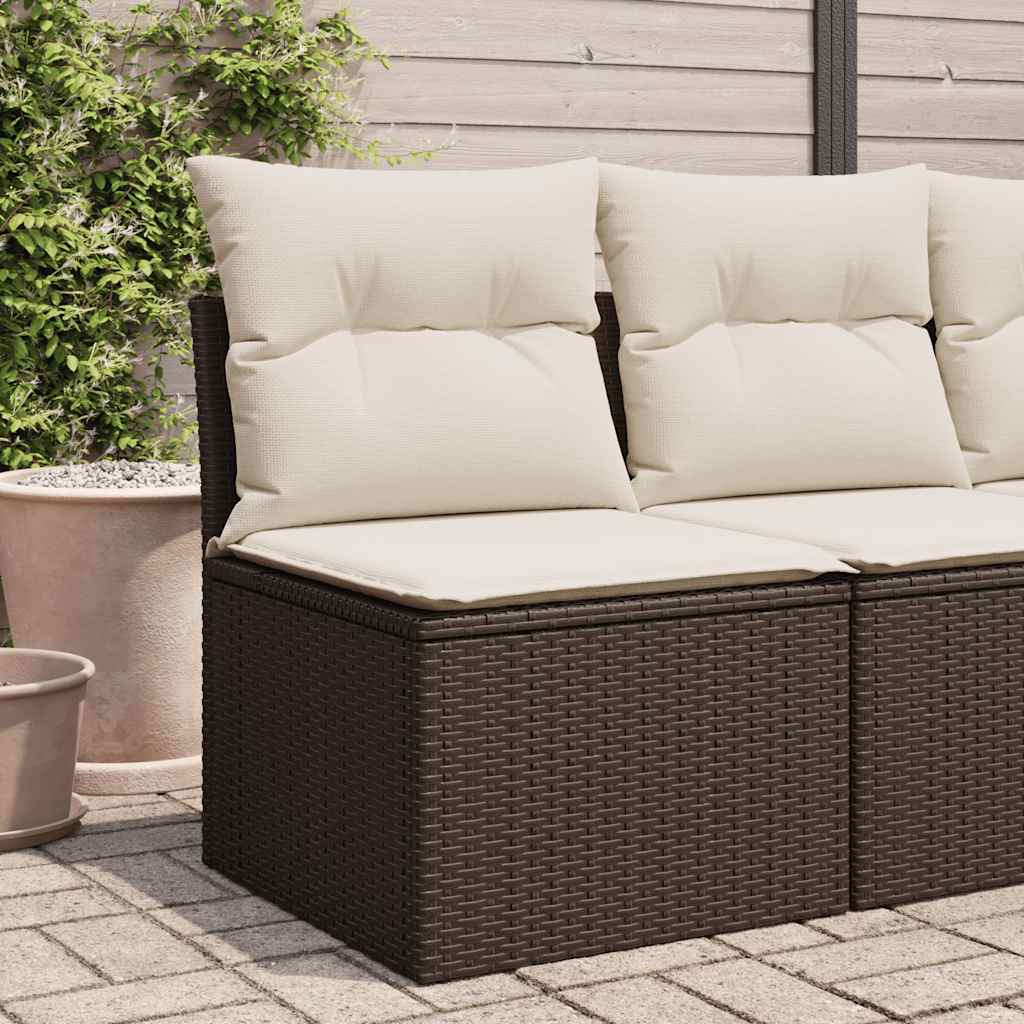 Sedia Giardino Senza Braccioli con Cuscini Polyrattan Marrone | homemem39
