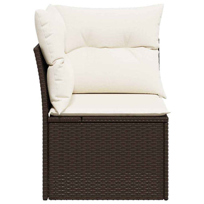 Divano Angolare da Giardino con Cuscini in Polyrattan Marrone | homemem39