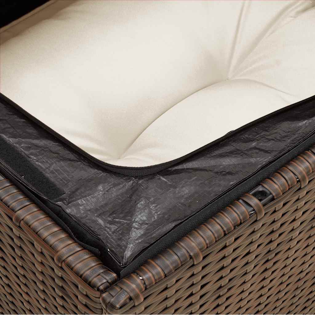 Divano Angolare da Giardino con Cuscini in Polyrattan Marrone | homemem39