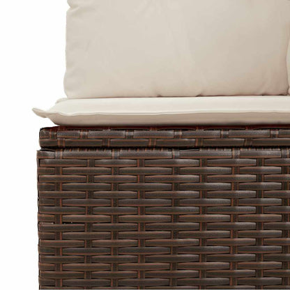 Divano da Giardino a 3 Posti con Cuscini in Polyrattan Marrone | homemem39