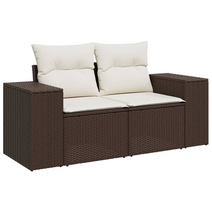 Divano da Giardino a 2 Posti con Cuscini in Polyrattan Marrone | homemem39