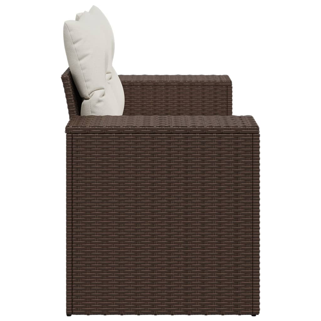 Divano da Giardino a 2 Posti con Cuscini in Polyrattan Marrone | homemem39