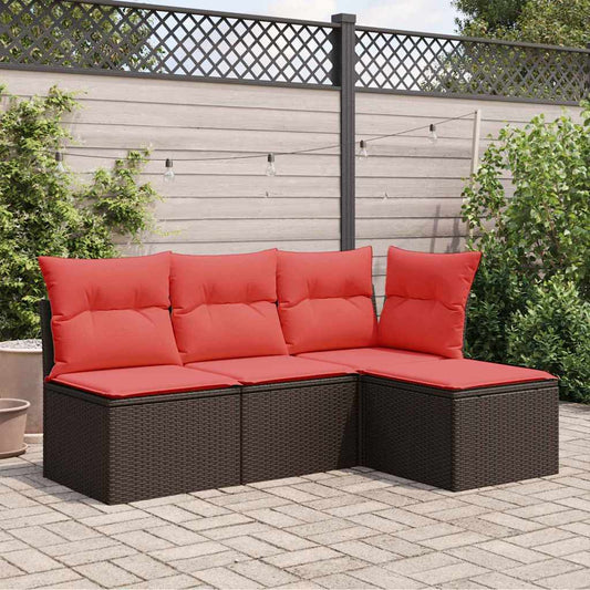 Sgabello da giardino con cuscino marrone 55x55x37 cm in polyrattan - homemem39