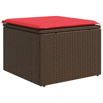 Sgabello da giardino con cuscino marrone 55x55x37 cm in polyrattan - homemem39