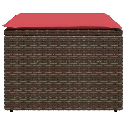 Sgabello da giardino con cuscino marrone 55x55x37 cm in polyrattan - homemem39