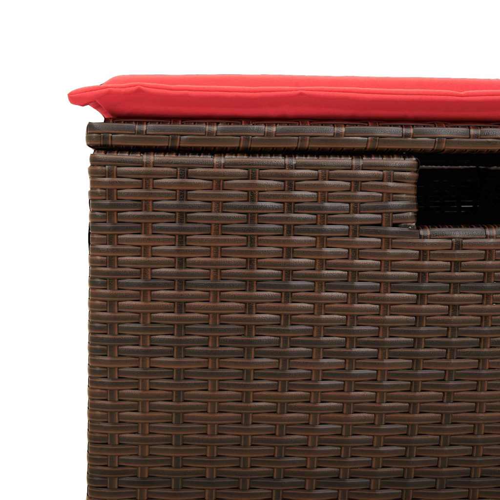 Sgabello da giardino con cuscino marrone 55x55x37 cm in polyrattan - homemem39