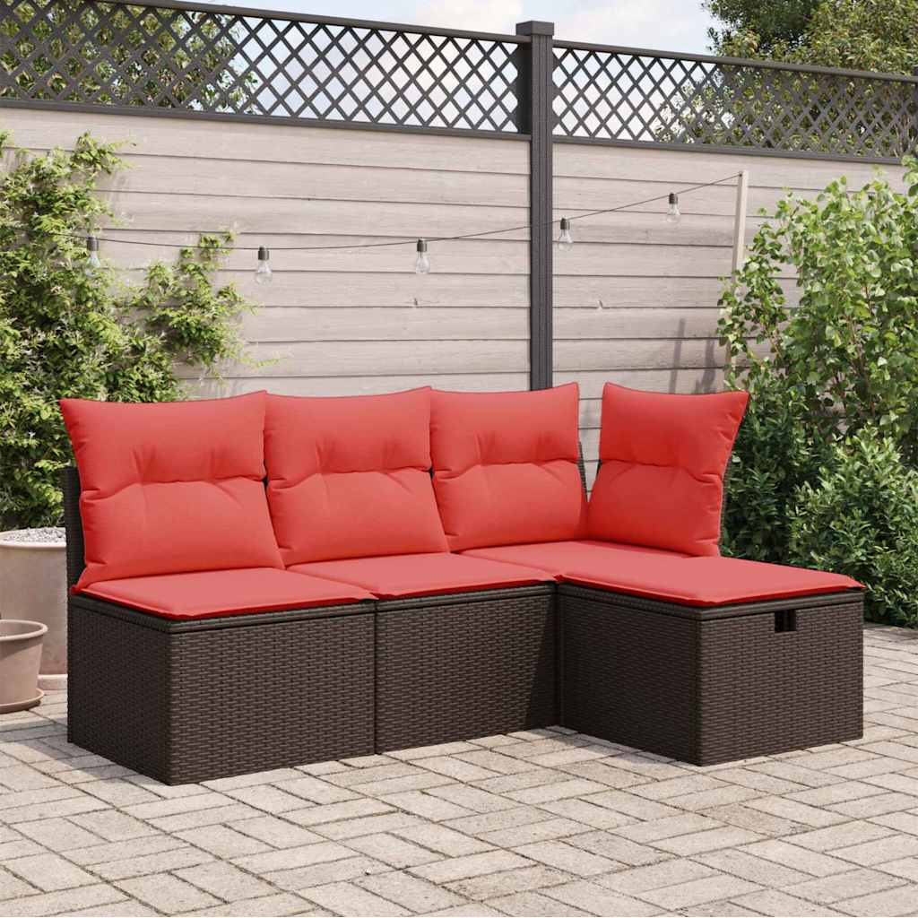 Sgabello da giardino con cuscino marrone 55x55x37 cm in polyrattan - homemem39