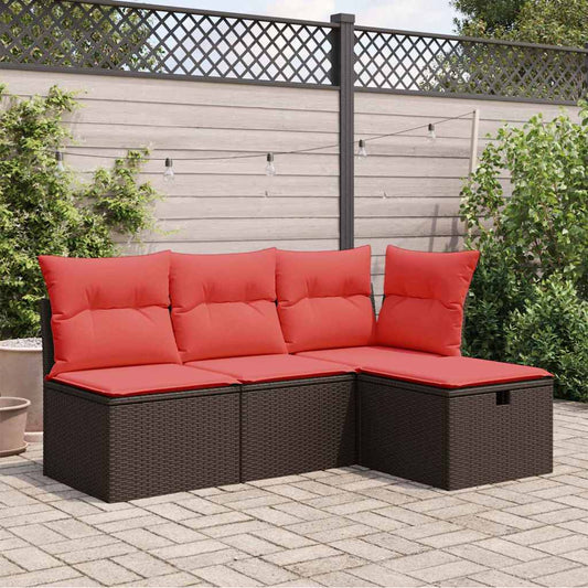 Sgabello da giardino con cuscino marrone 55x55x37 cm in polyrattan - homemem39
