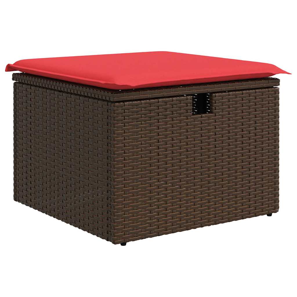 Sgabello da giardino con cuscino marrone 55x55x37 cm in polyrattan - homemem39