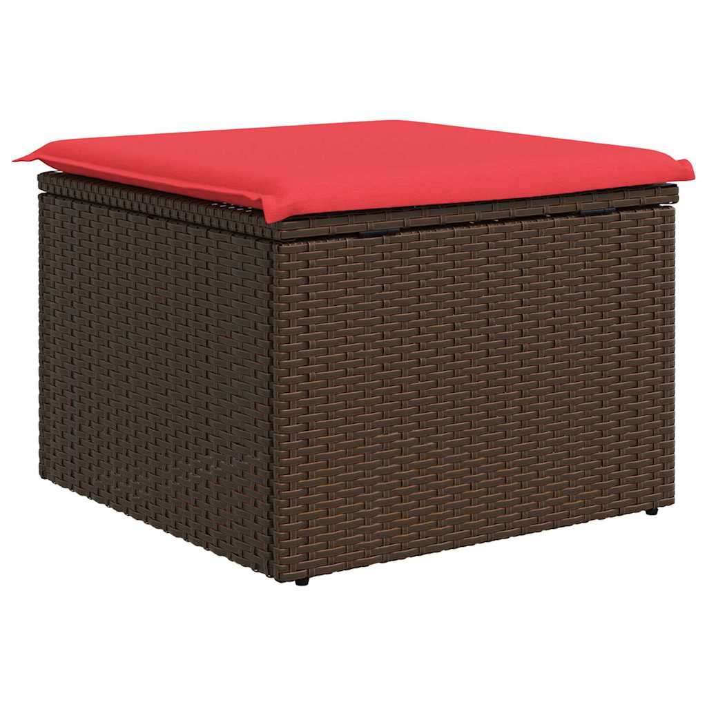 Sgabello da giardino con cuscino marrone 55x55x37 cm in polyrattan - homemem39